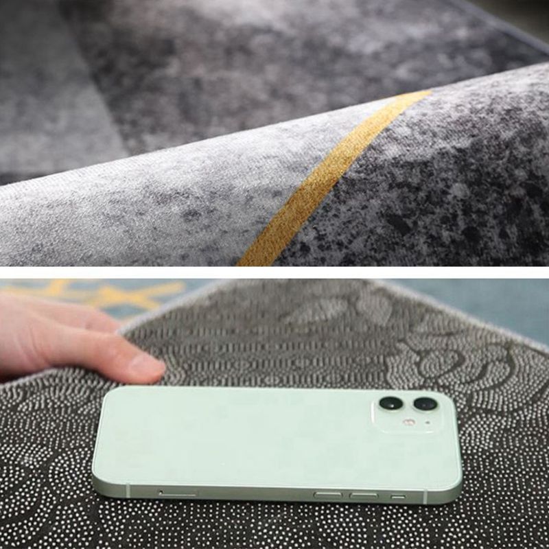 Luxury Triangle Printed Rug Grey Tone Polyester Area Carpet Non-Slip Backing Rug for Living Room