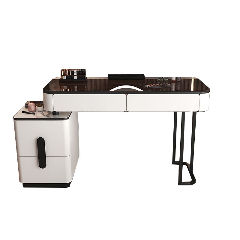 Glam Glass Bedroom Vanity Desk 4 Drawer Vanity Dressing Table