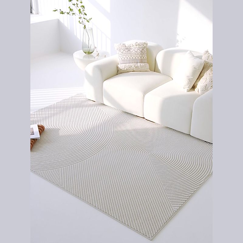Grey Modern Area Carpet Polyester Stripe Pattern Rug Stain Resistant Area Rug for Home Decoration