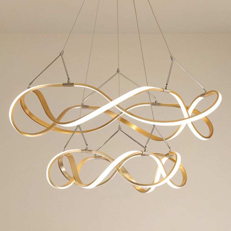 Multi Lights Aluminum Chandelier Lighting Fixtures Modern Style Multi-Tier Pendant Light