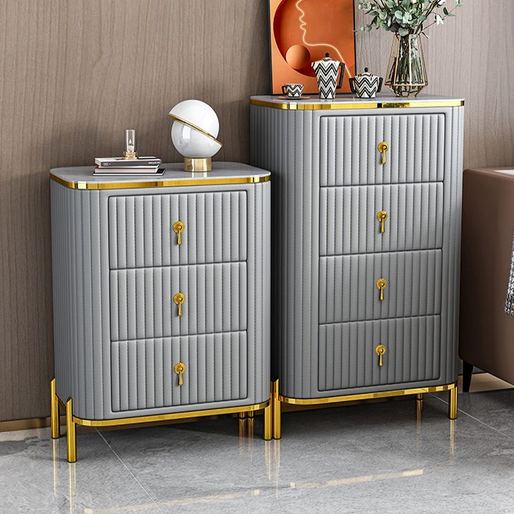 Contemporary Glam Storage Chest Stone Vertical Storage Chest Dresser for Bedroom