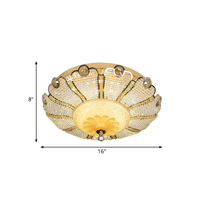 16"/19.5" W LED Flush Mount Spotlight Modernism Scalloped Crystal Close to Ceiling Light in Gold