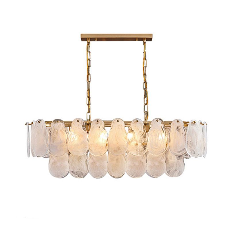8 Light Gem Island Lighting Lighting Modern Lamandelier Glass e Metal Island Lampade in oro