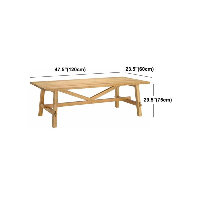 Rectangular Trestle Base Dining Table Modern Solid Wood Natural Furniture for Restaurant