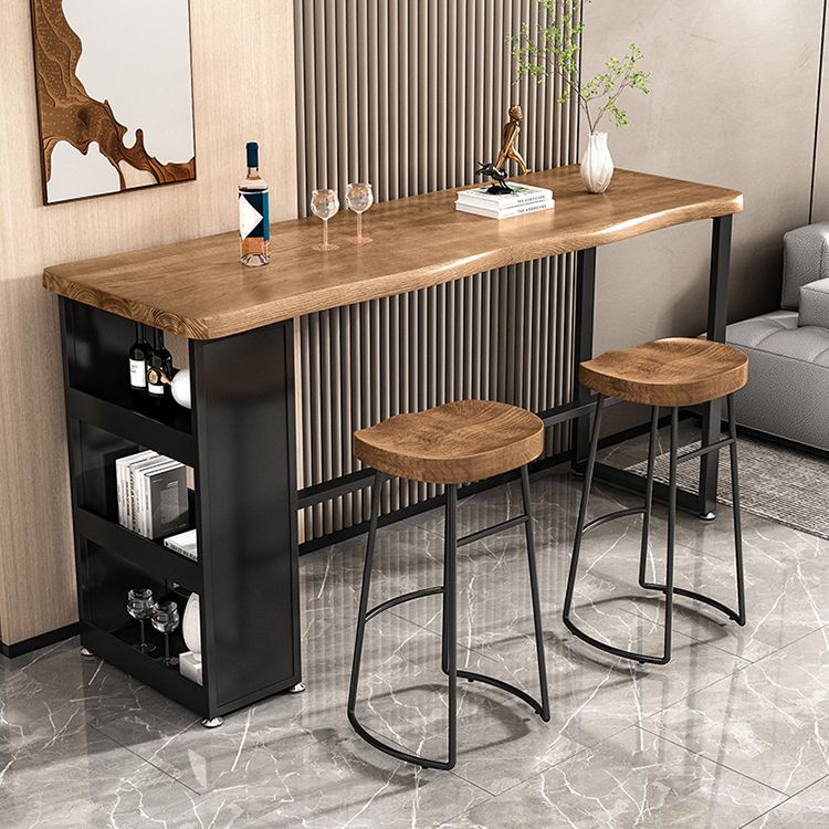 Rectangular Pub Dining Set 1/3/4 Pieces Solid Wood Bar Stool and Table Set