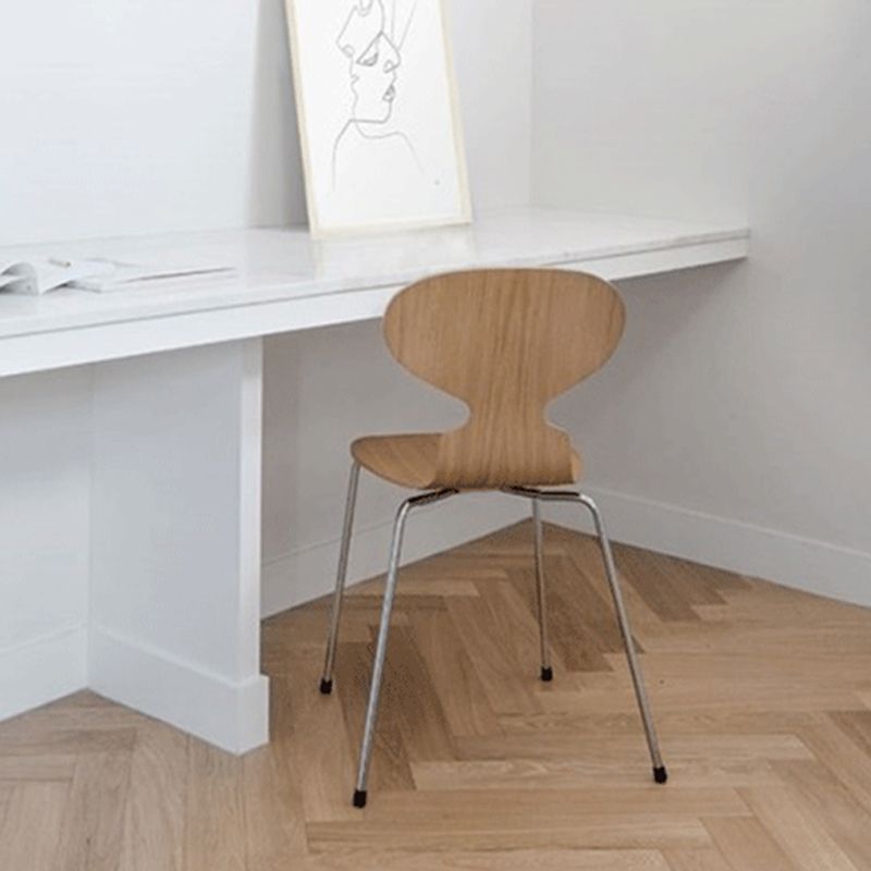 Metal and Wood Armless Dining Chairs Contemporary Side Chair Set
