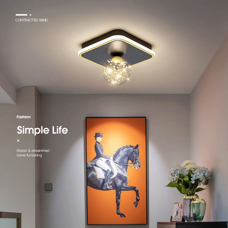 Moderne Kugel-Deckenleuchte im minimalistischen Stil, Glas, 2 Lichter, Unterputz-Deckenleuchte