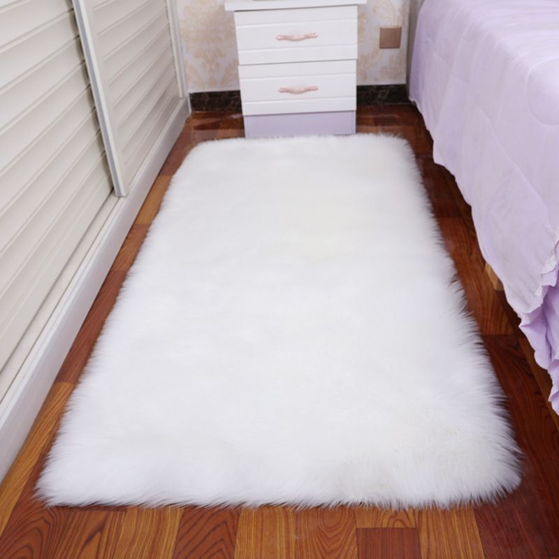 Stylish Solid Color Area Carpet Shag Polyester Area Rug Easy Care Rug for Bedroom