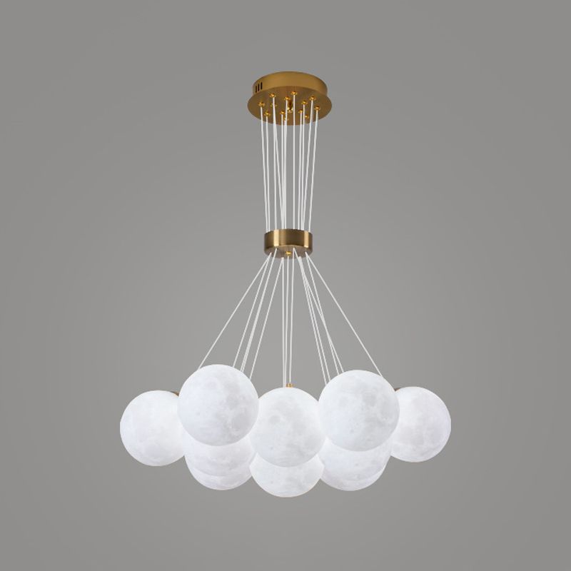 White Plastic Shade Chandelier Lighting Fixture Simple Pendant Light for Living Room