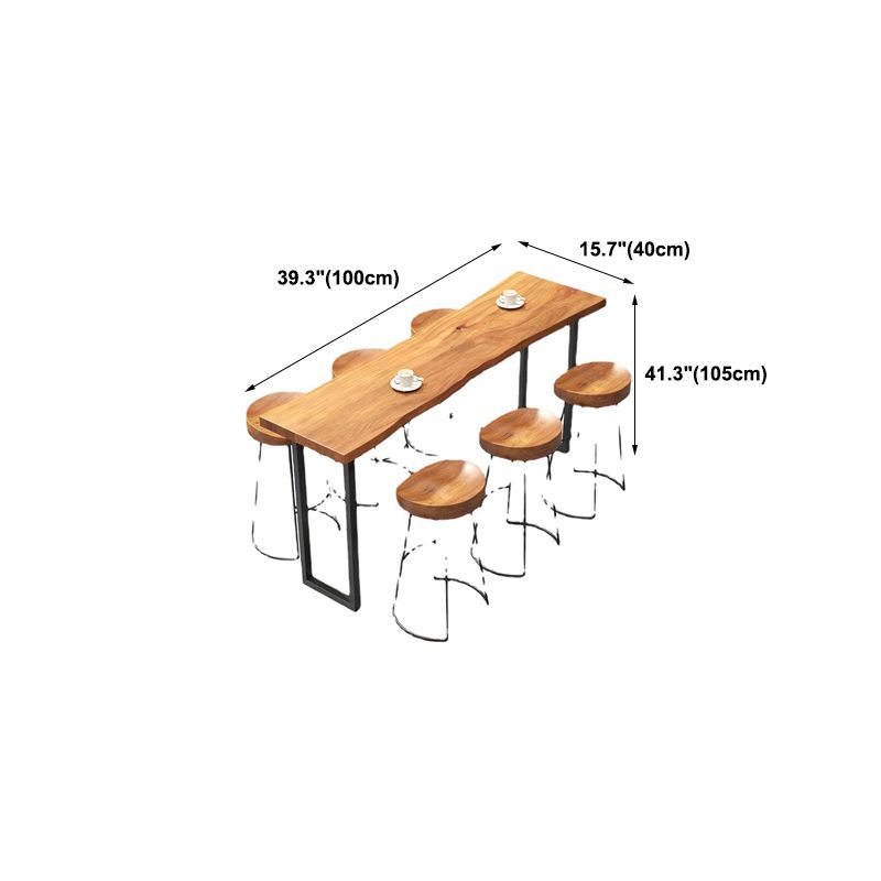 Natural Solid Wood Bar Table Industrial Black and Metal Base Bar Table