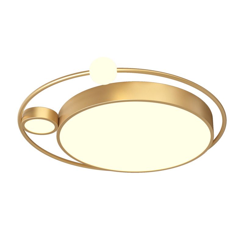 3-Lights Simplicity Acrylic Flushmount Light Metal Circular Line Design Modern Lighting Fixture