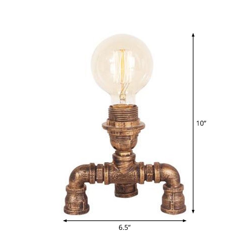 Bronze Single-Bulb Table Light Warehouse Style Iron 3-Leg/4-Leg/Sitting Robot Nightstand Lamp with/without Cage Guard