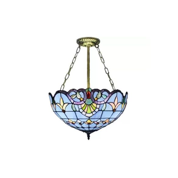 Plafonniers LED pour chambre à coucher, semi-encastré, dôme vers le haut, avec abat-jour en vitrail, style victorien