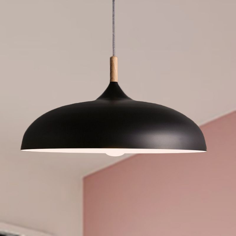 Acabado negro/blanco Domina Costrada Luz de lámpara de estilo retro 1 Bulbo Lámpara colgante de cocina con cordón ajustable