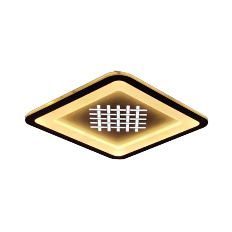 Modernist Squared Flush Mount Light Acrylic LED Hallway Flush Lamp Fixture in Black with Woven Grid Pattern