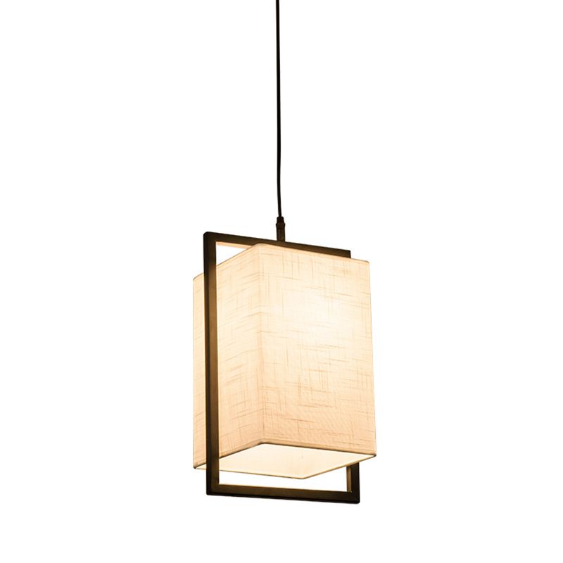 Éclair de suspension ombragée en tissu Minimaliste à 1 léger pendentif en noir et blanc pour couloir