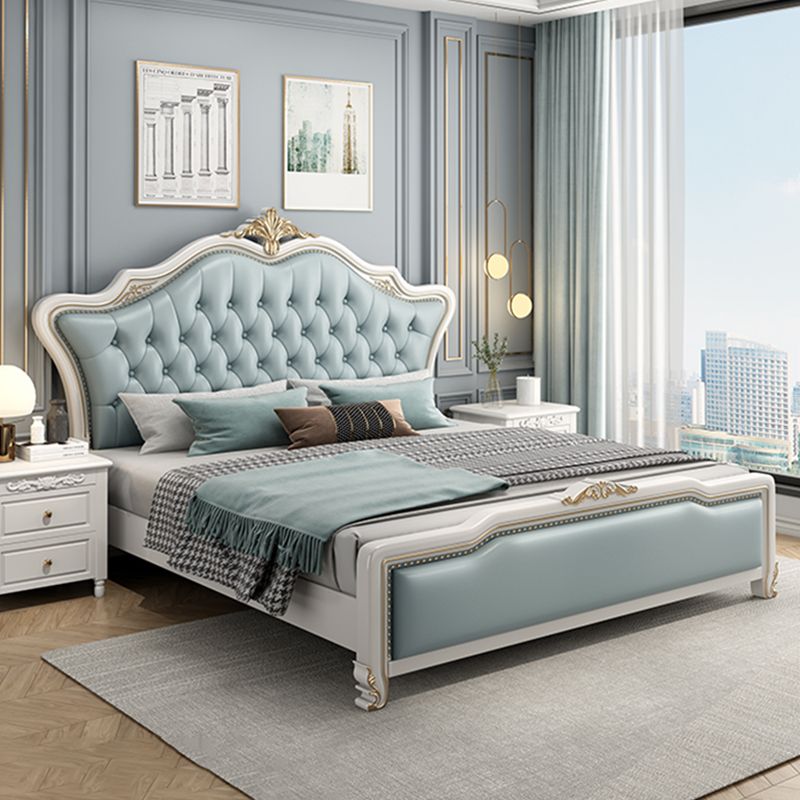 Glam Pine Wood Mattress Included with Headboard Camelback Panel Bed Frame