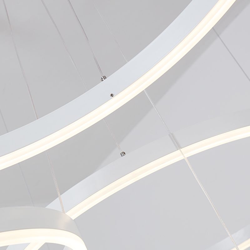 Circular Acrylic Chandelier Pendant Simple LED Single Light White Ceiling Hung Fixture in Warm/White/Natural Light