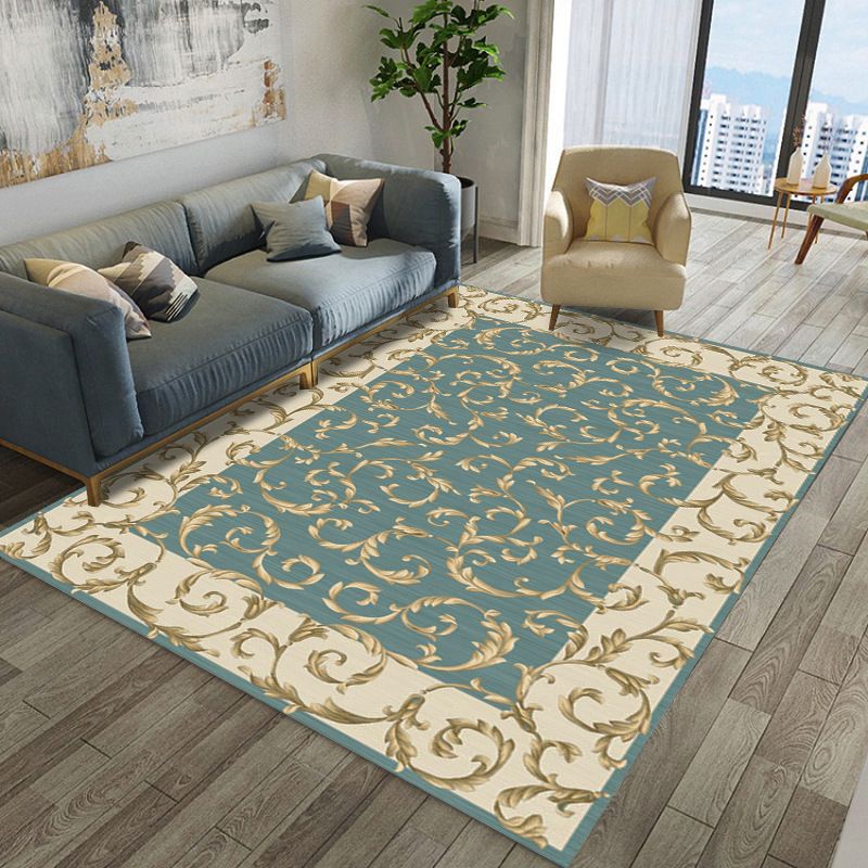 Contemporary Indoor Rug European Area Carpet Polyester Stain Resistant Rug for Living Room