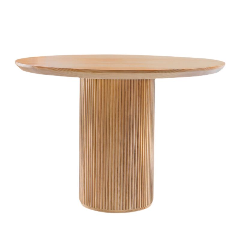 Modern Round Standard Height Dining Table Natural Base Pedestal Casual Dining Table