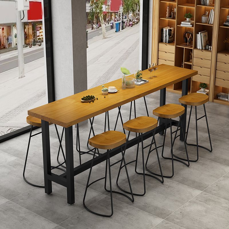 1/2/9 Pieces Industrial Pub Table Set Rectangle Bar Table and Armless Bar Stools