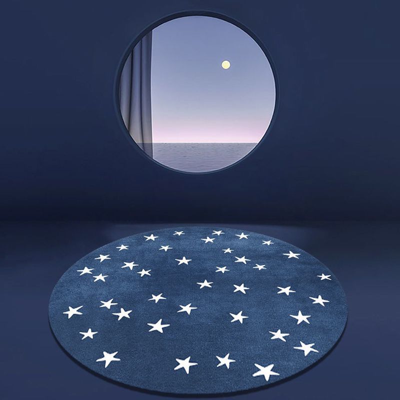 Artistic Indoor Rug Star Print Washable Carpet Living Room Polyster Rug with Non-Slip Backing