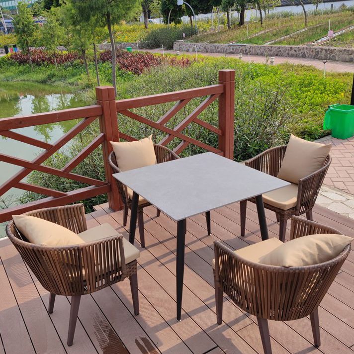 Modern Style 1/3/5/7 Pieces Metal Dining Set Stone Dining Table Set for Outdoor