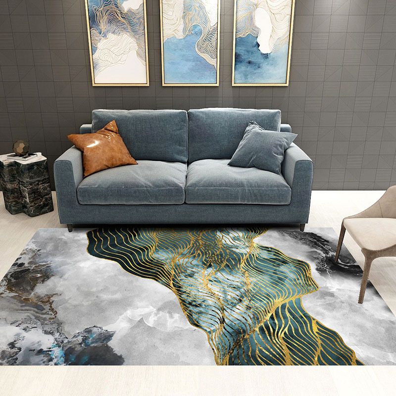 Leisure Polyester Carpet Modern Abstract Pattern Indoor Rug Anti-Slip Area Rug for Living Room