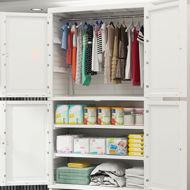 White Plastic Wardrobe Armoire with Legs Contemporary Wardrobe Closet