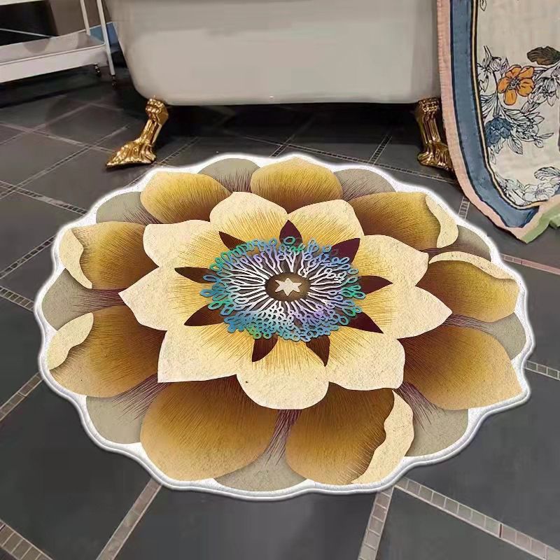 Irregular Flowers Shape Rug Stain Resistant Rug for Home Decor