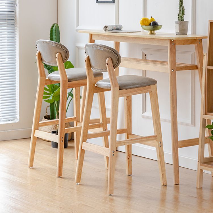 Modern Style Bistro Bar Table Rectangle Solid Wood Bar Table with Footrest