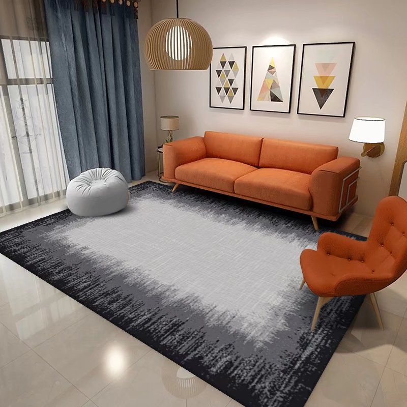 Dark Gray Modern Rug Polyester Graphic Rug Non-Slip Backing Rug for Sitting Room