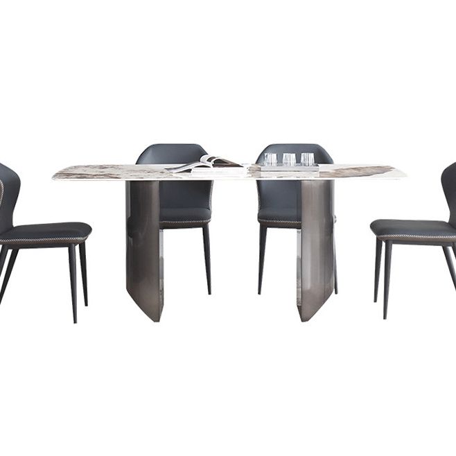 Modern Rectangle Shape Sintered Stone Dining Table Kitchen Dining Table with Double Pedestal