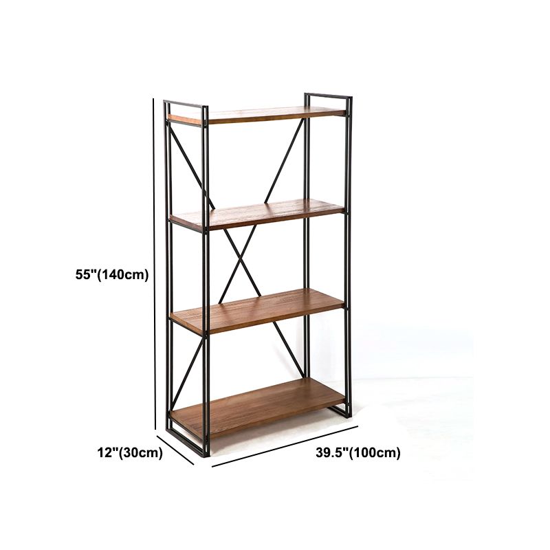 Libreria in stile industriale scaffale aperto in legno massiccio per home office
