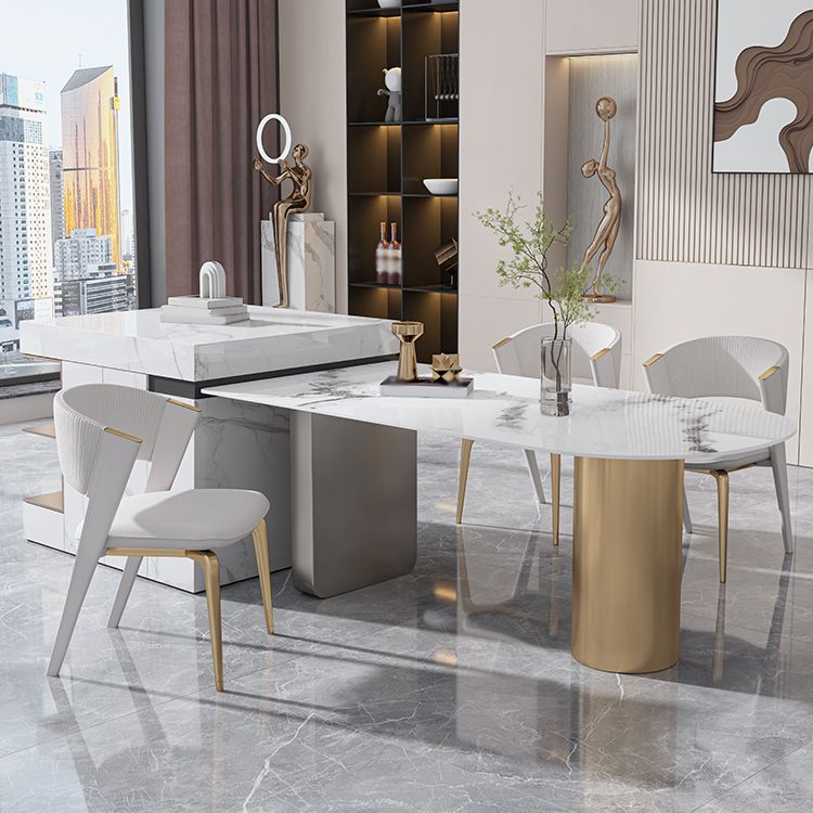 Nordic Glam Style Sintered Stone Metal Table Set 1/3/4/5 Pieces Dining Set
