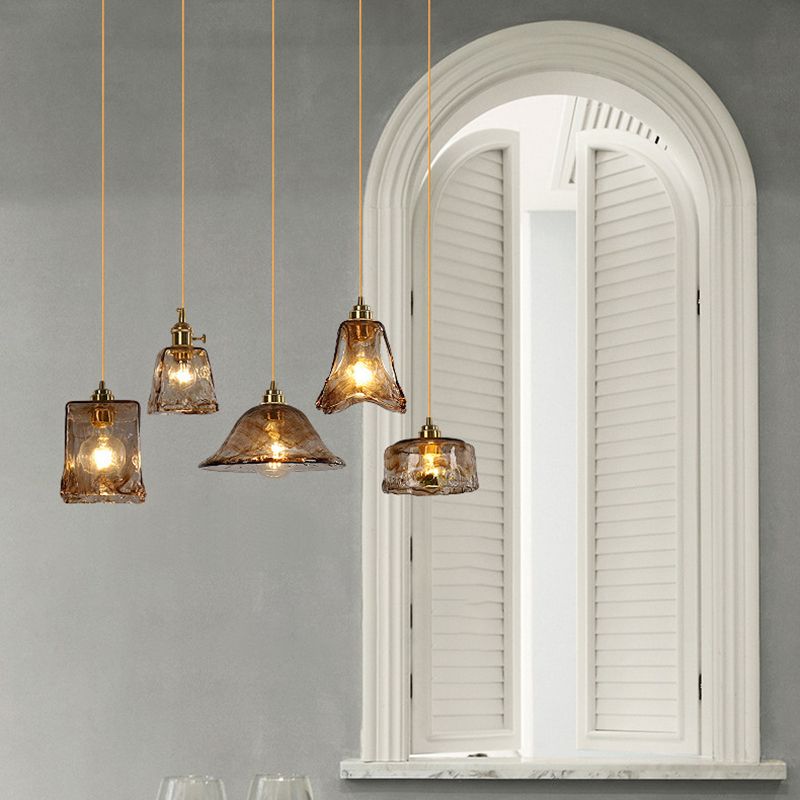 Moderne hanglampverlichting Geometrische hanglamp 3 Lichtglashanglicht in goud