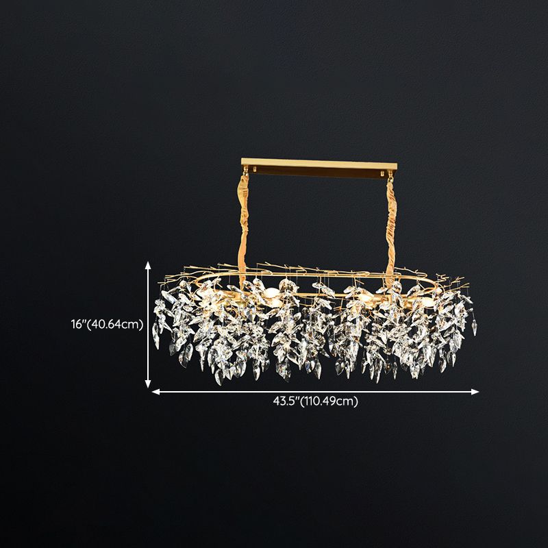 Crystal 4 / 8 - Light Kitchen Island in Gold and Clear Minimalist Ceiling Pendant Lighting