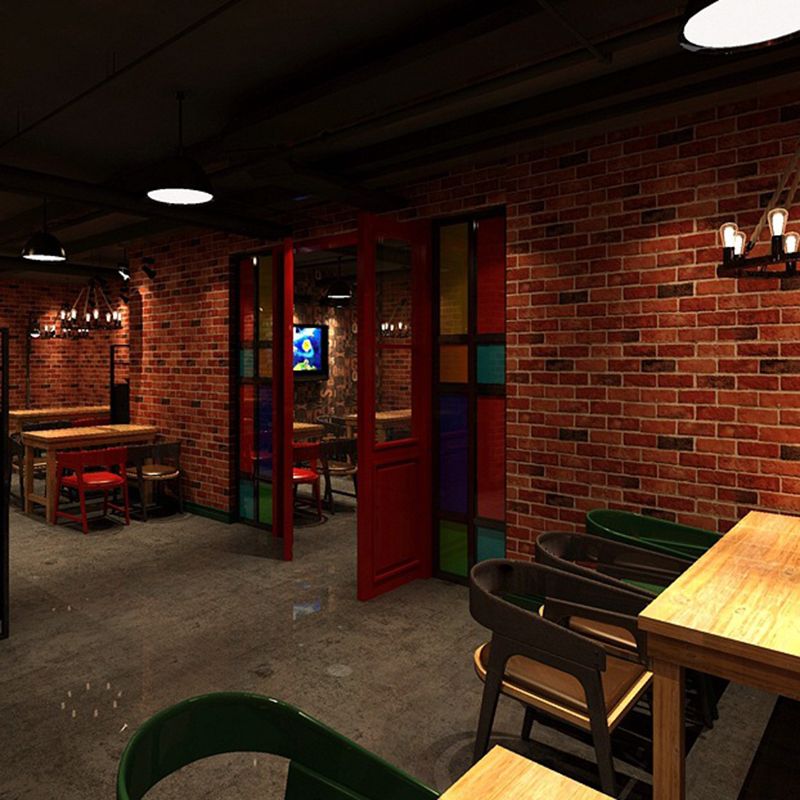 Seamless Pattern Brick Wallpaper Industrial Waterproof Restaurant Wall Decor, 57.1-sq ft