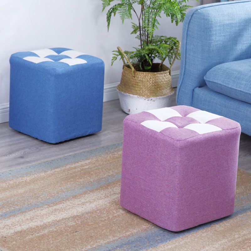 Modern Square Pouf Wooden Frame Cotton Pouf for Drawing Room