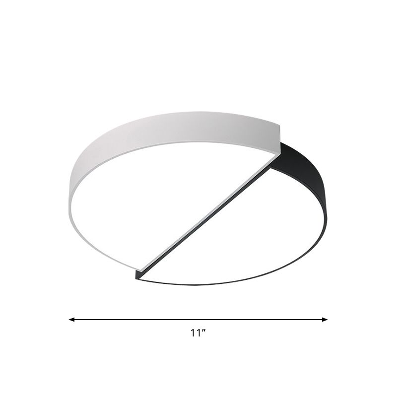 Lampe encastrée ronde fendue en acrylique nordique 11 "/19"/23 "Dia LED plafonnier de chambre à coucher en noir-blanc