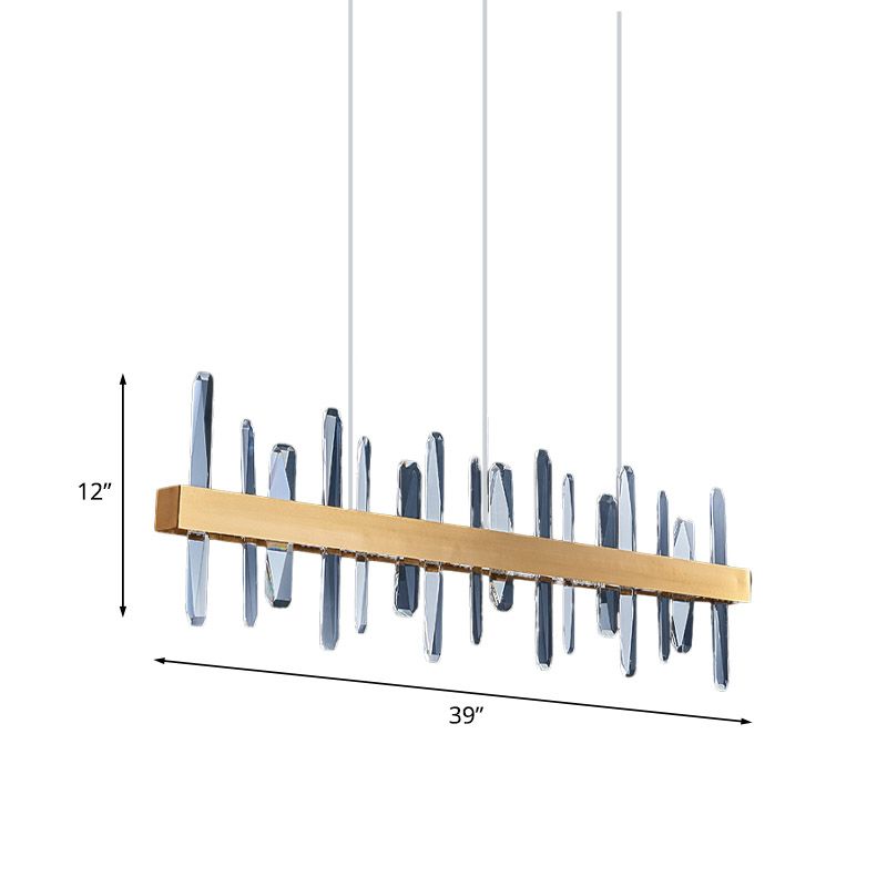 Isola in sospeso lineare oro Light Postmodern Crystal Crystal Asta Tavolo LED LED LED, 32 "/39" di larghezza