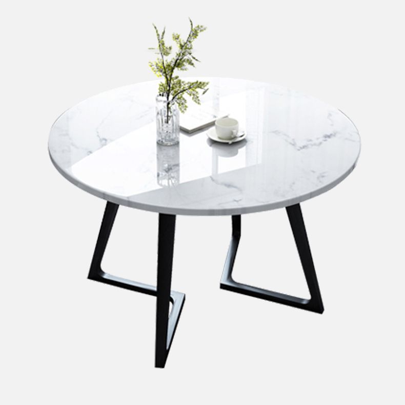 Moderner Stil weißer Esstisch gesinterten Steintisch mit Holzbasis für Zuhause