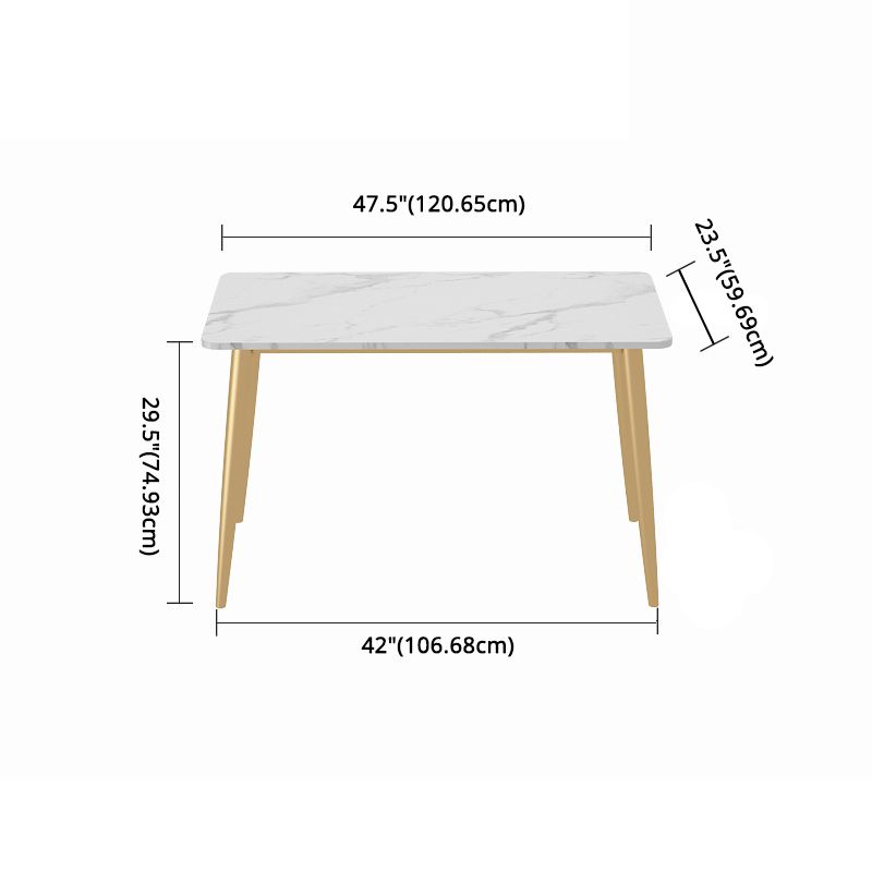 Scandinavian Sintered Stone Dining Table Set with Rectangle Table and Gold Legs Home Dining Set