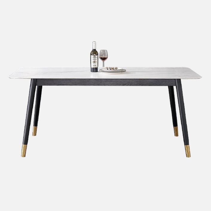 Estilo industrial Mesa de comedor de piedra sinterizada 4 Table de rectángulo base de piernas para el hogar