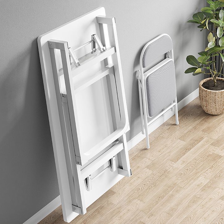 Modern Folding White Dining Table with Steel Sled Base for Dining Room