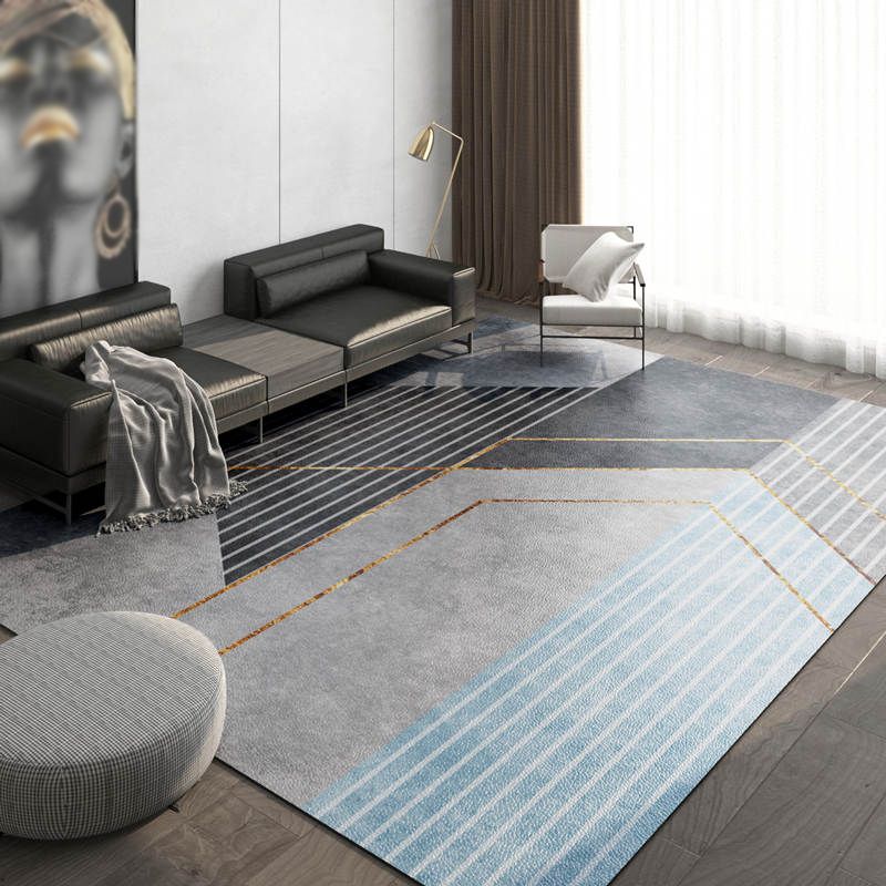 Grey Modern Rug Polyester Graphic Indoor Rug Stain Resistant Rug for Living Room