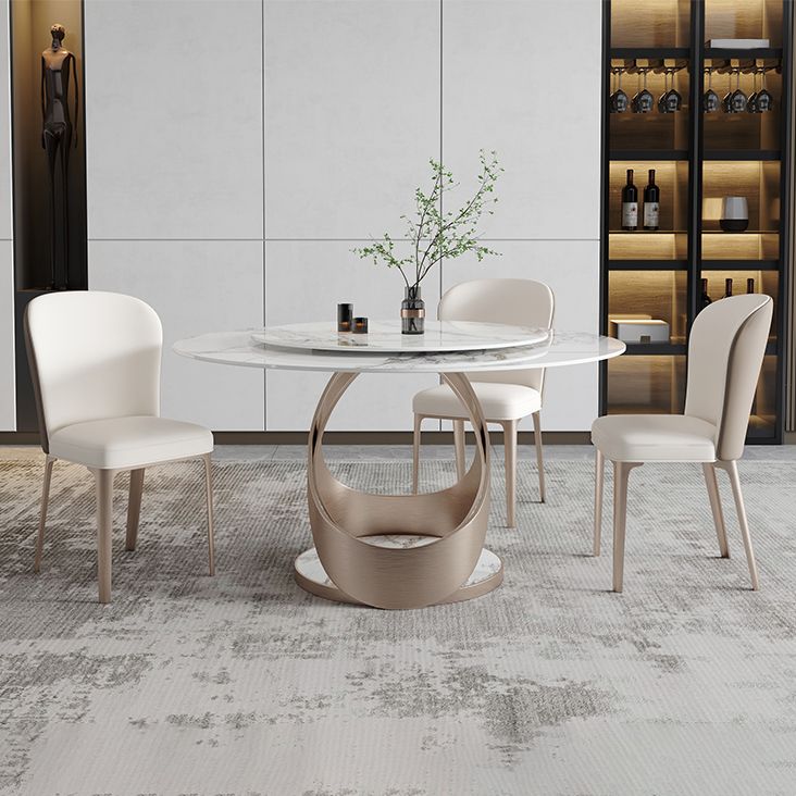 Modern 1/4/5/7 Pieces Dinette Set with White Sintered Stone Round Dining Table Set