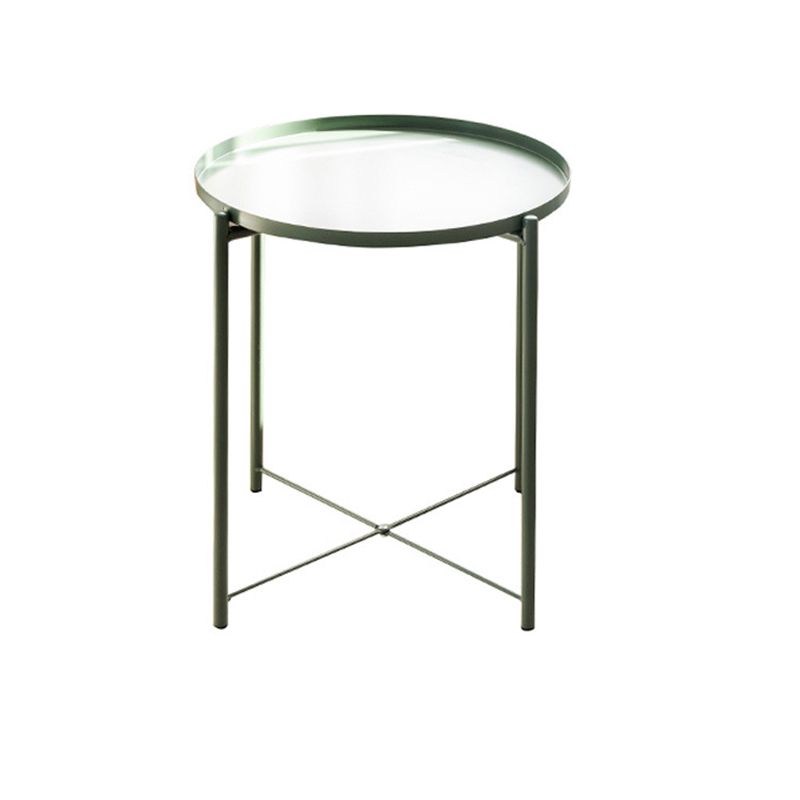 Scandinavian Living Room Round Sofa Side Table Metal Tray Top End Table