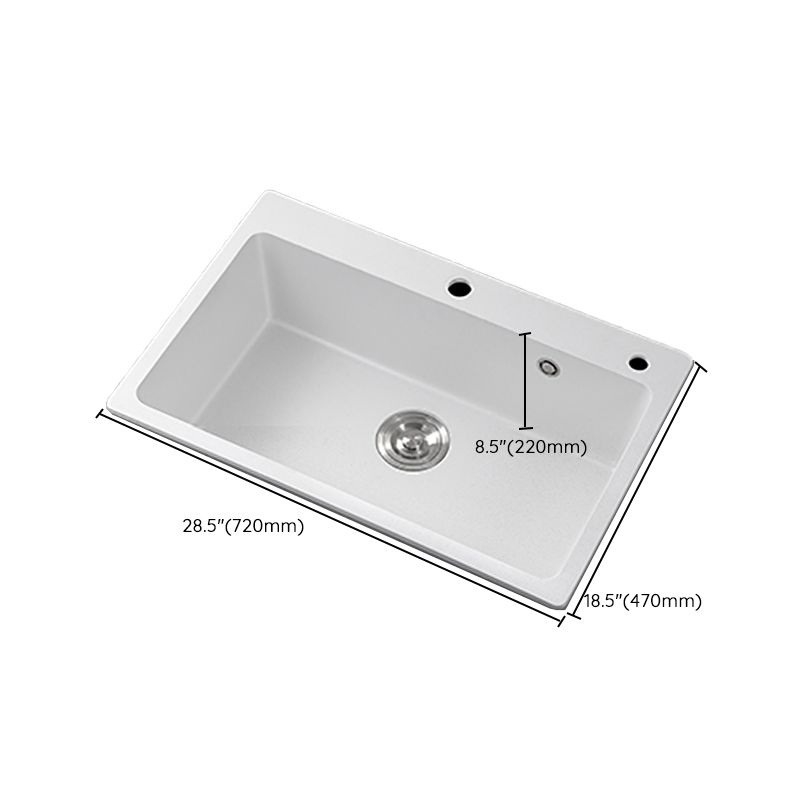 Modern Style Kitchen Sink Overflow Hole Design Drop-In Quartz Kitchen Sink in White