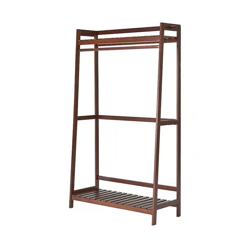 Contemporary Wardrobe Armoire Pine Wood Armoire with Garment Rod for Home